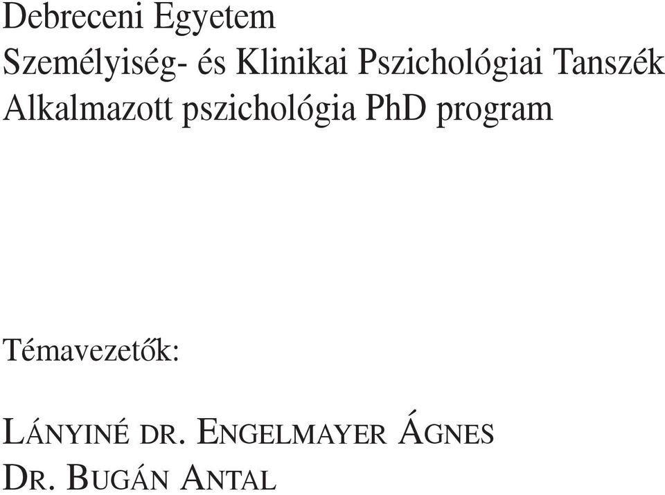 Alkalmazott pszichológia PhD program