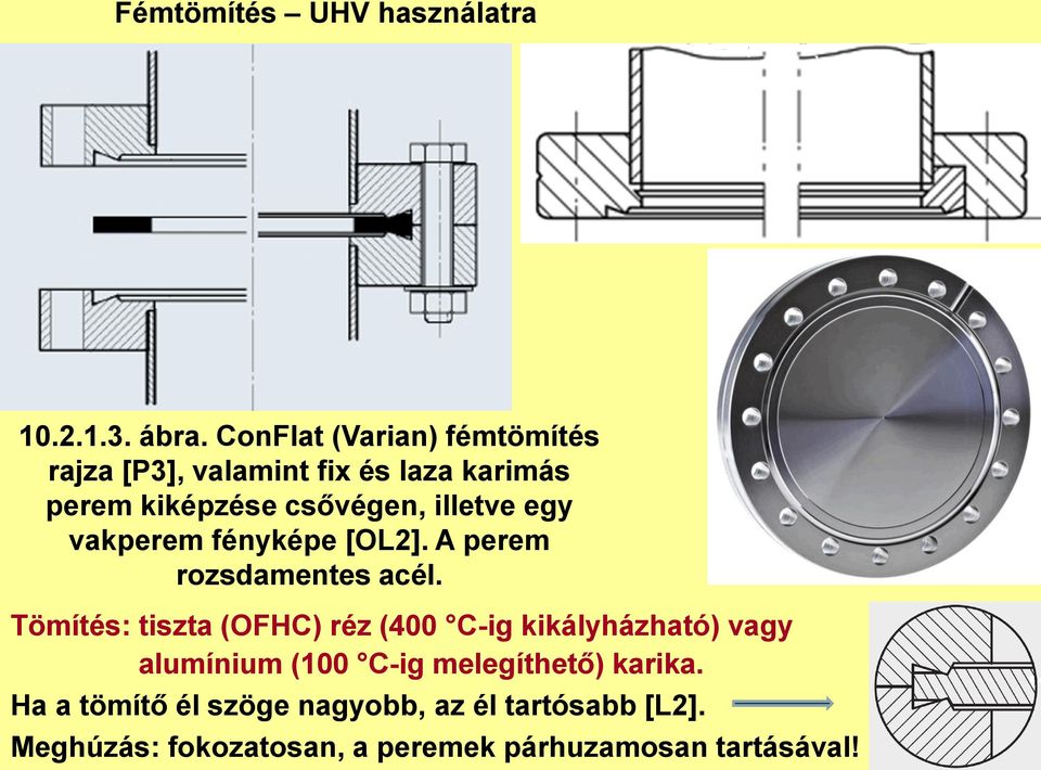 egy vakperem fényképe [OL2]. A perem rozsdamentes acél.