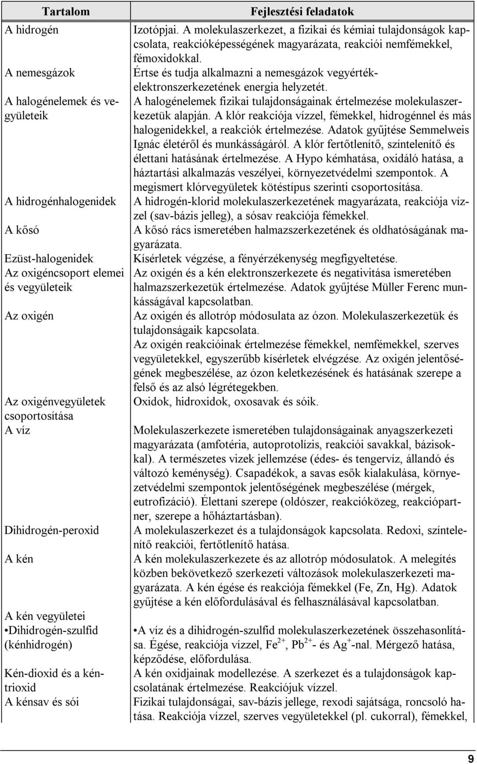 A molekulaszerkezet, a fizikai és kémiai tulajdonságok kapcsolata, reakcióképességének magyarázata, reakciói nemfémekkel, fémoxidokkal.