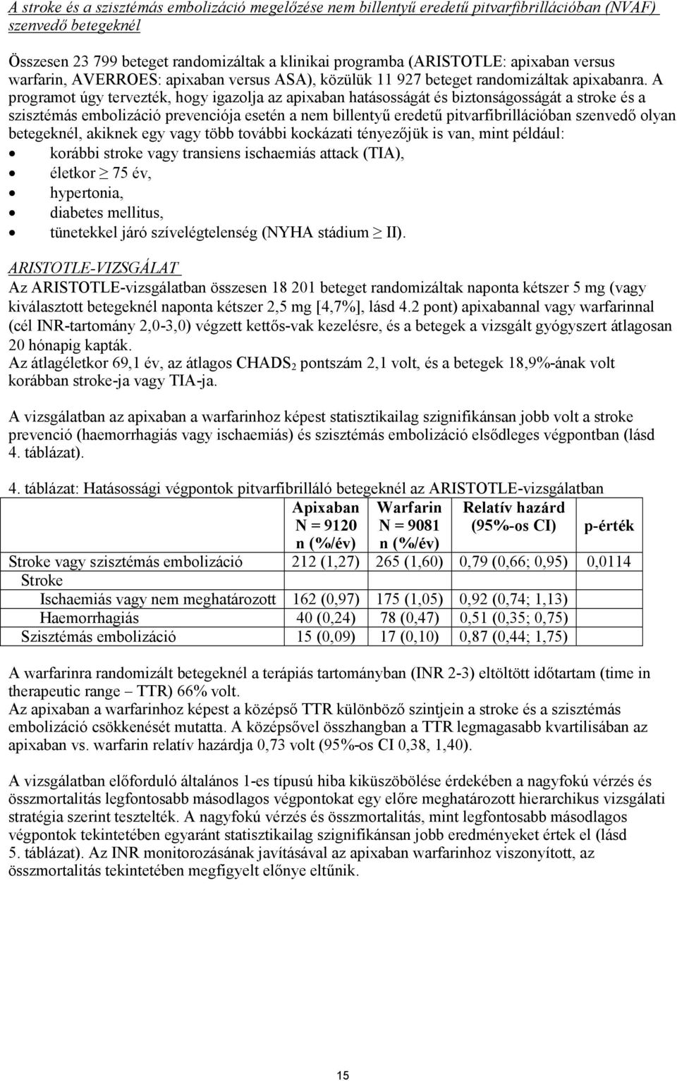 A programot úgy tervezték, hogy igazolja az apixaban hatásosságát és biztonságosságát a stroke és a szisztémás embolizáció prevenciója esetén a nem billentyű eredetű pitvarfibrillációban szenvedő