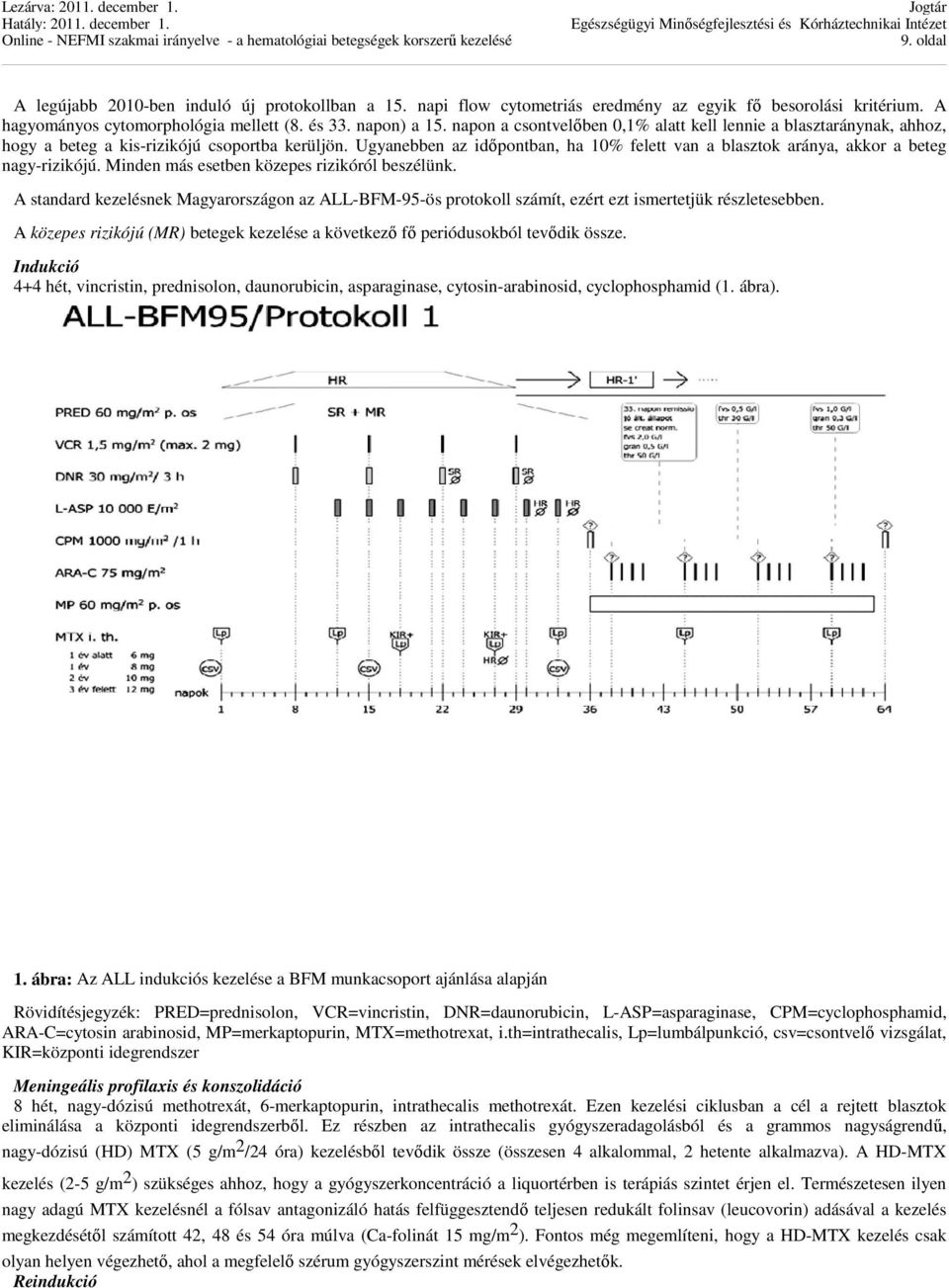 Ugyanebben az időpontban, ha 10% felett van a blasztok aránya, akkor a beteg nagy-rizikójú. Minden más esetben közepes rizikóról beszélünk.