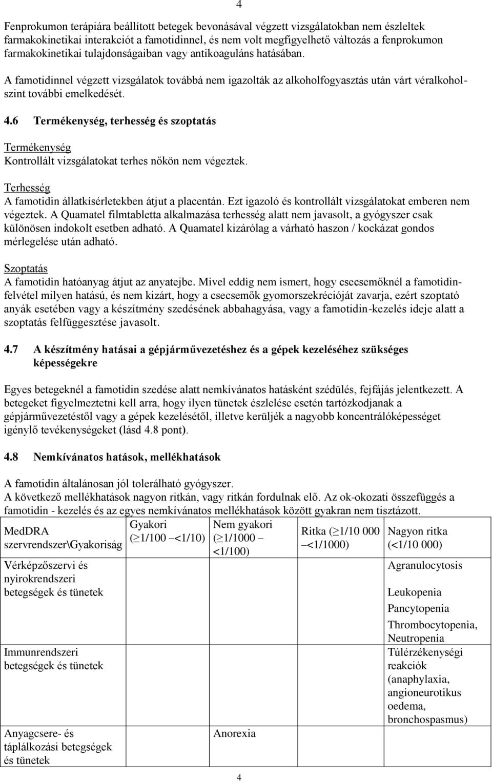 6 Termékenység, terhesség és szoptatás Termékenység Kontrollált vizsgálatokat terhes nőkön nem végeztek. 4 Terhesség A famotidin állatkísérletekben átjut a placentán.