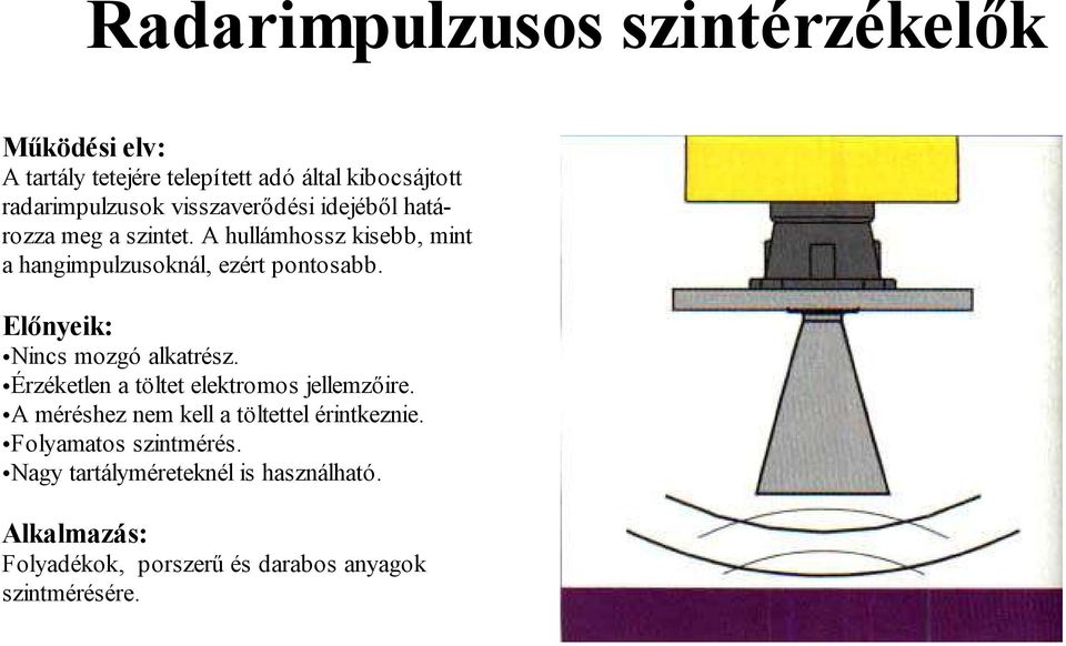 A hullámhossz kisebb, mint a hangimpulzusoknál, ezért pontosabb. Nincs mozgó alkatrész.