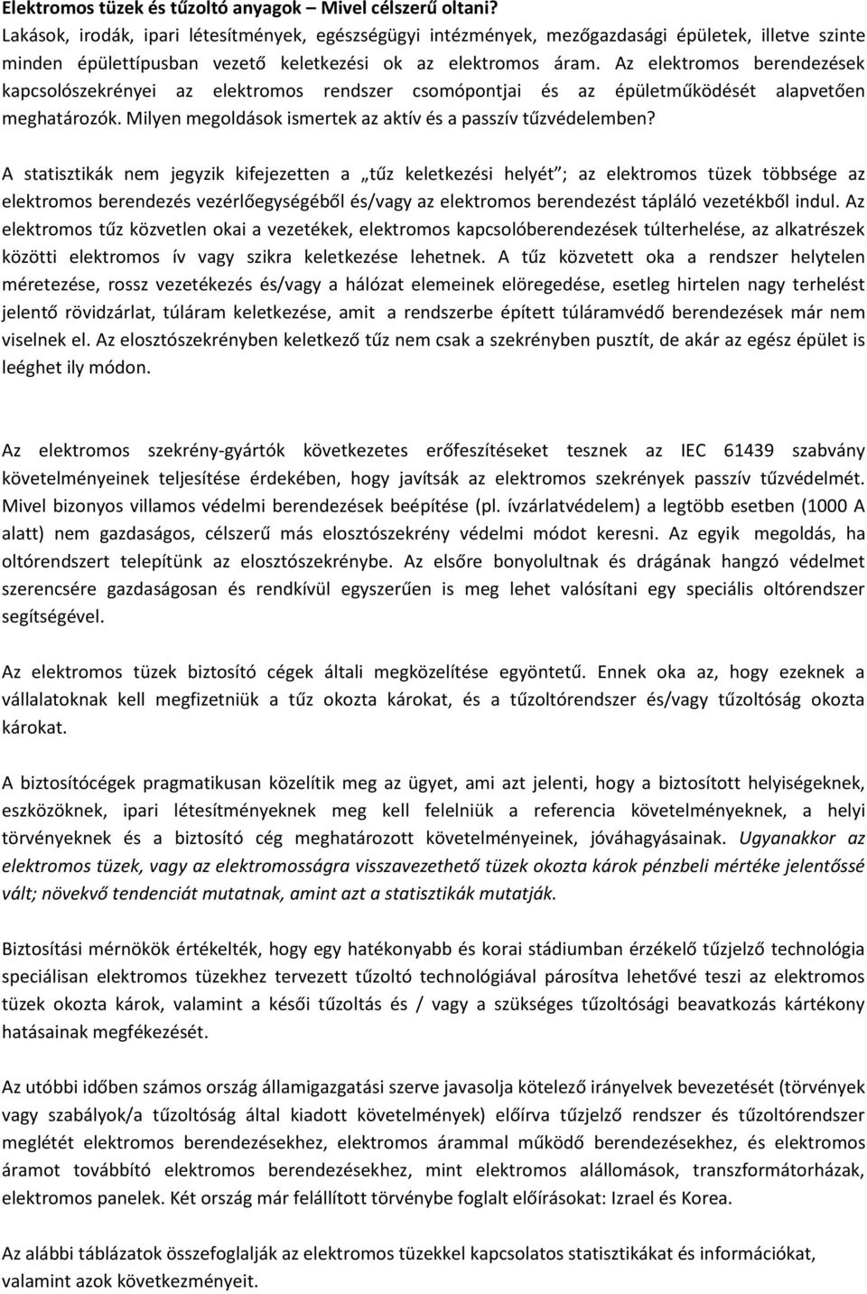 Az elektromos berendezések kapcsolószekrényei az elektromos rendszer csomópontjai és az épületműködését alapvetően meghatározók. Milyen megoldások ismertek az aktív és a passzív tűzvédelemben?