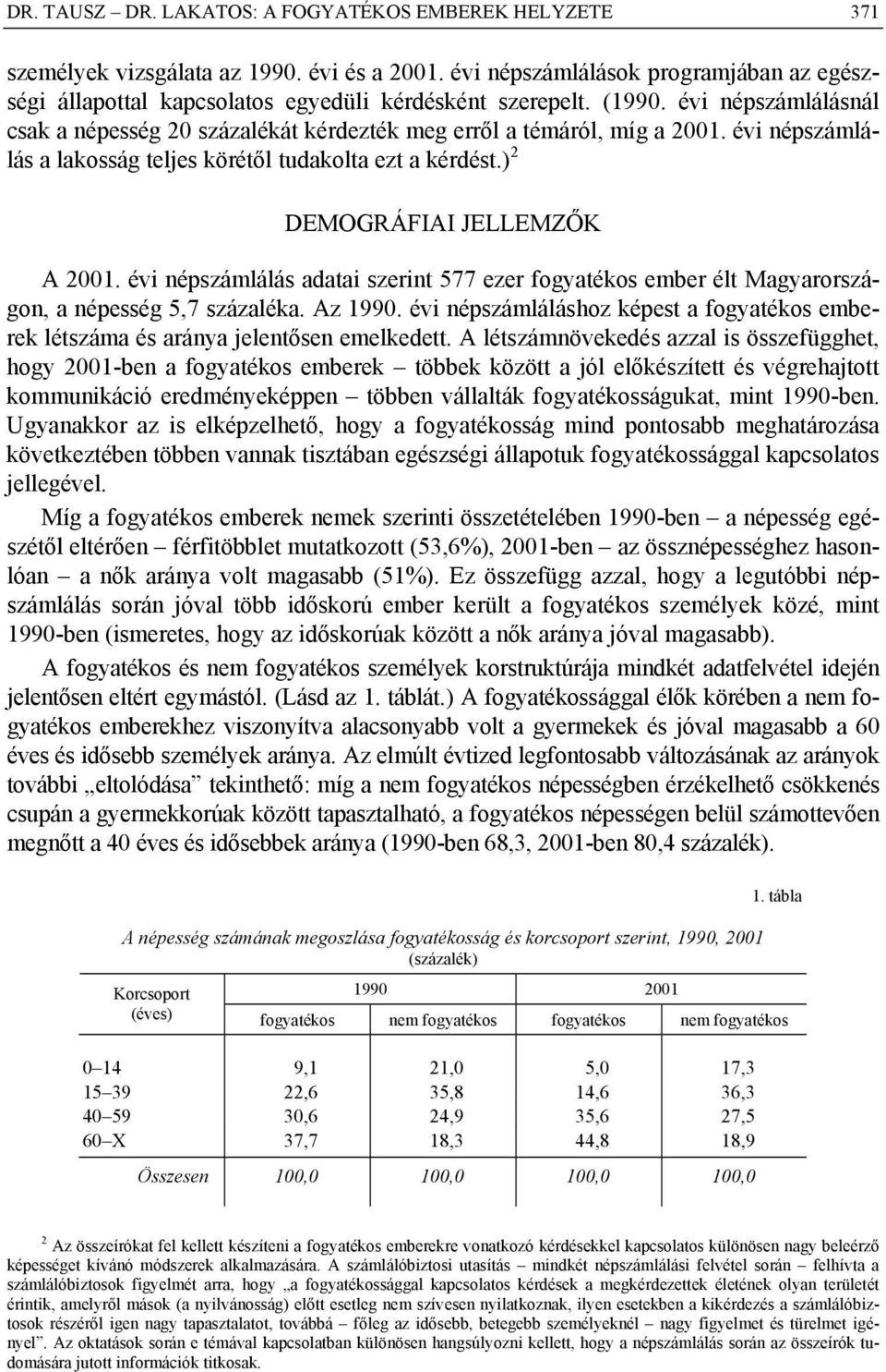 évi népszámlálás adatai szerint 577 ezer fogyatékos ember élt Magyarországon, a népesség 5,7 százaléka. Az 1990.