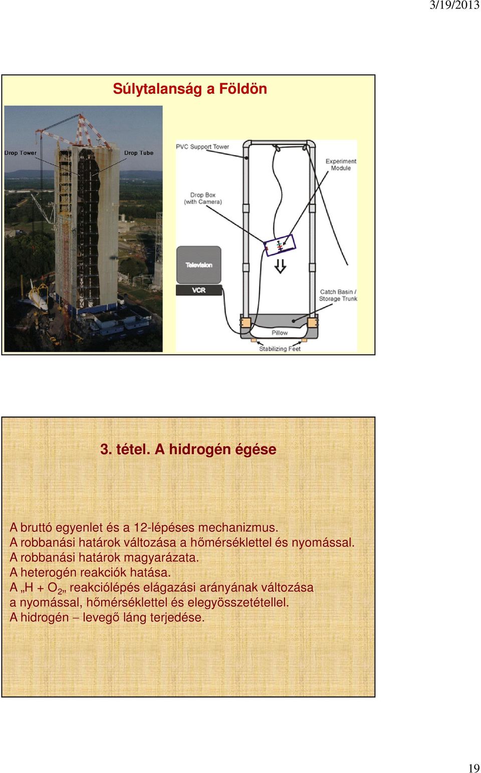 A robbanási határok változása a hőmérséklettel és nyomással.