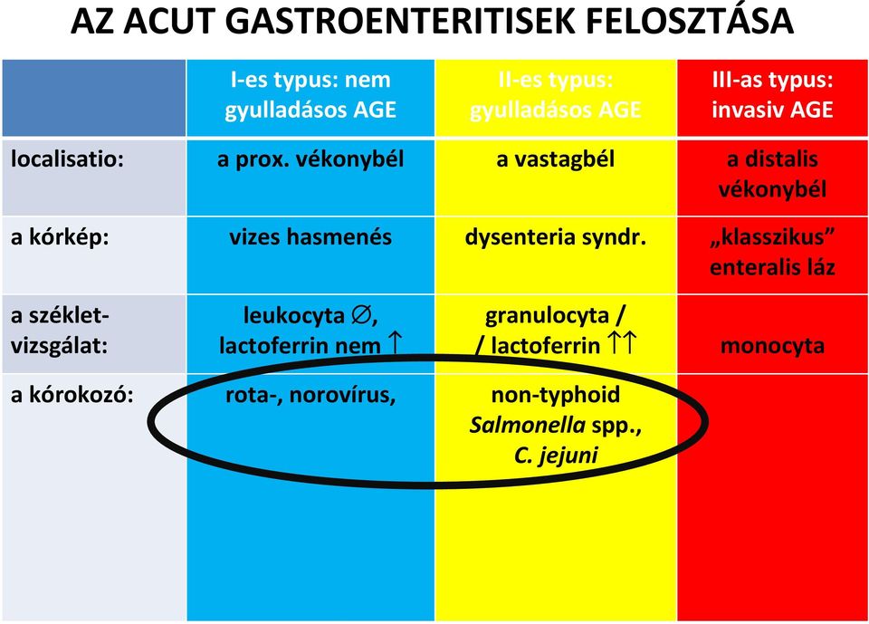 vékonybél a vastagbél a distalis vékonybél a kórkép: vizes hasmenés dysenteria syndr.