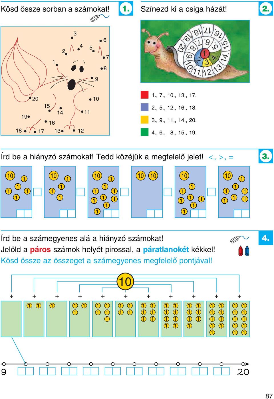 Tedd közéjük a megfelelő jelet! <, >, = 3. Írd be a számegyenes alá a hiányzó számokat!