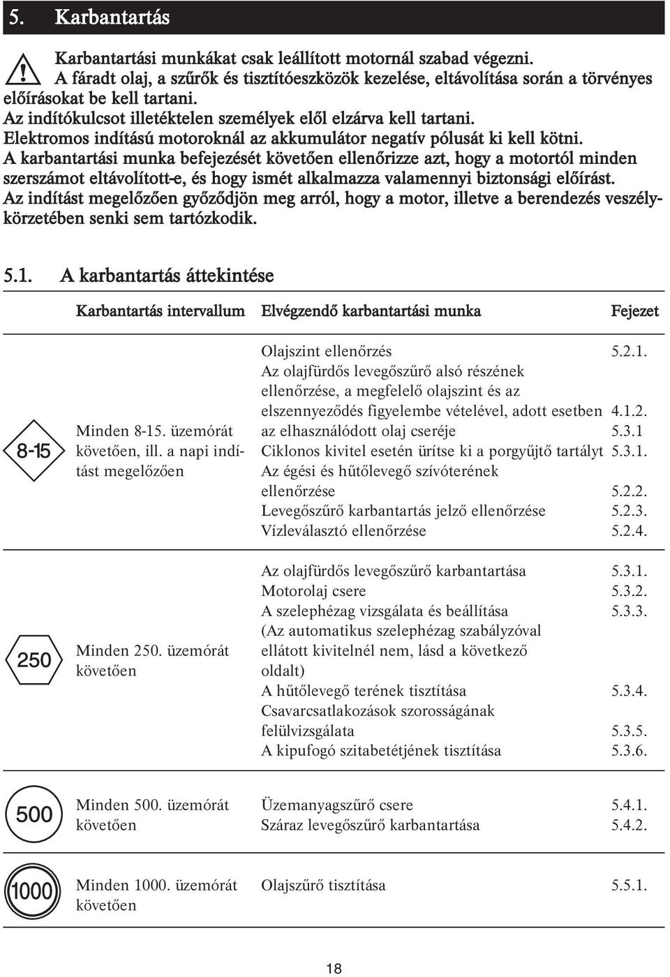 A karbantartási munka befejezését követően ellenőrizze azt, hogy a motortól minden szerszámot eltávolított-e, és hogy ismét alkalmazza valamennyi biztonsági előírást.