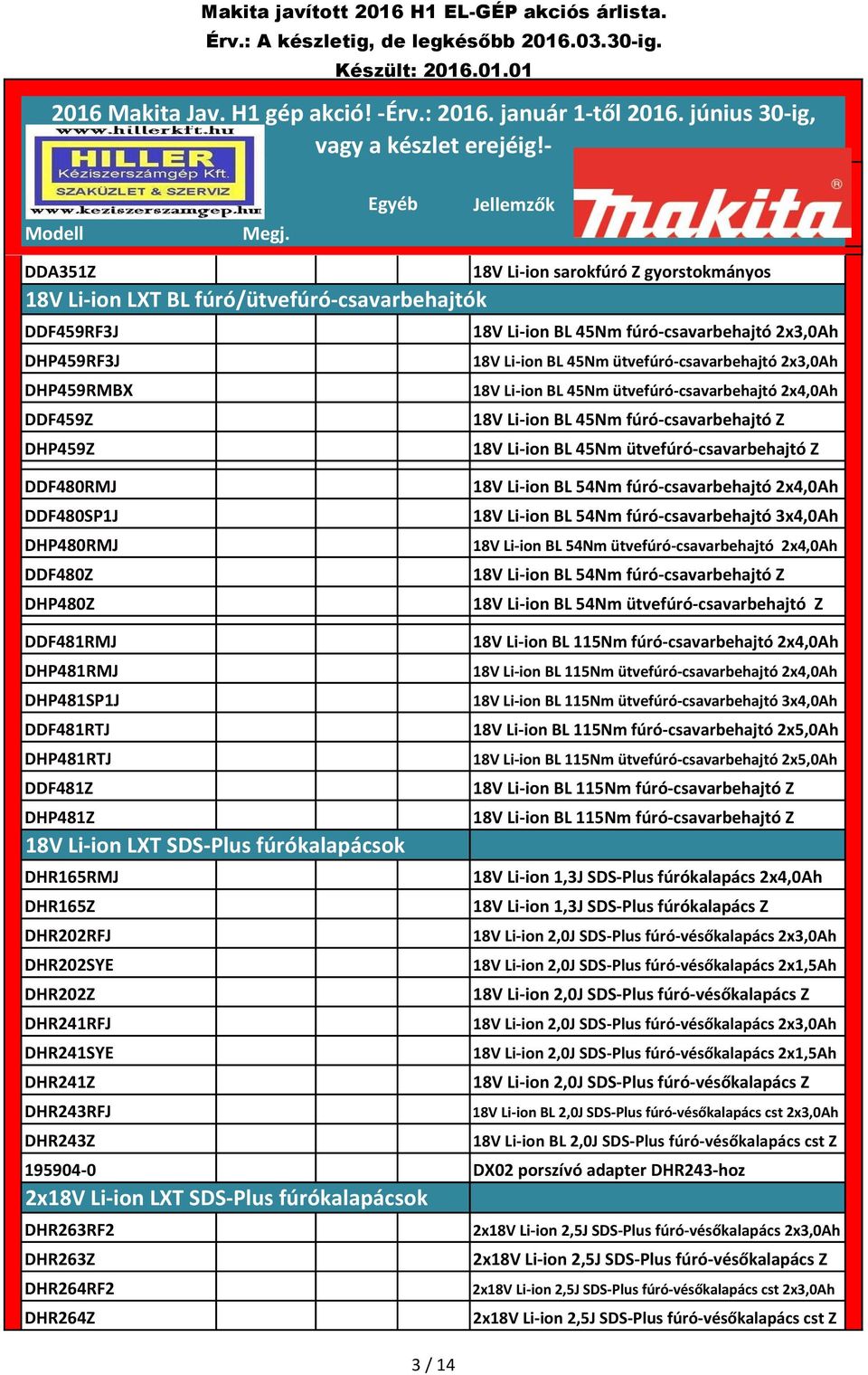 DDF480RMJ DDF480SP1J DHP480RMJ DDF480Z DHP480Z 18V Li-ion BL 54Nm fúró-csavarbehajtó 2x4,0Ah 18V Li-ion BL 54Nm fúró-csavarbehajtó 3x4,0Ah 18V Li-ion BL 54Nm ütvefúró-csavarbehajtó 2x4,0Ah 18V Li-ion