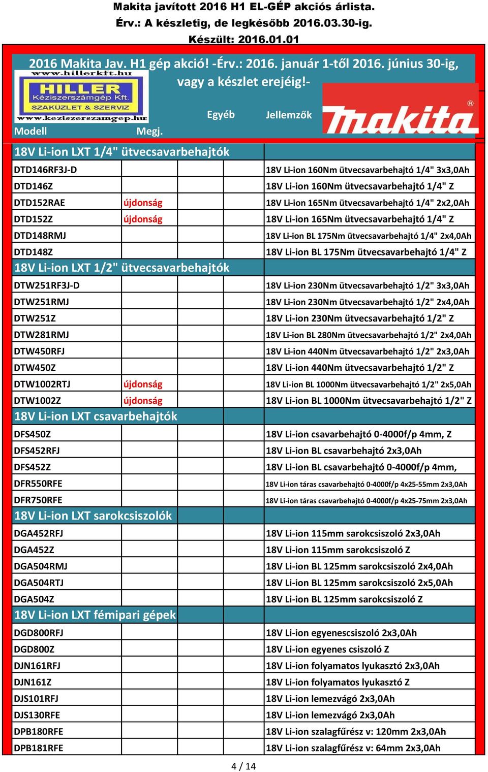 ütvecsavarbehajtó 1/4" 2x2,0Ah DTD152Z újdonság 18V Li-ion 165Nm ütvecsavarbehajtó 1/4" Z DTD148RMJ DTD148Z 18V Li-ion LXT 1/2" ütvecsavarbehajtók DTW251RF3J-D DTW251RMJ DTW251Z DTW281RMJ DTW450RFJ