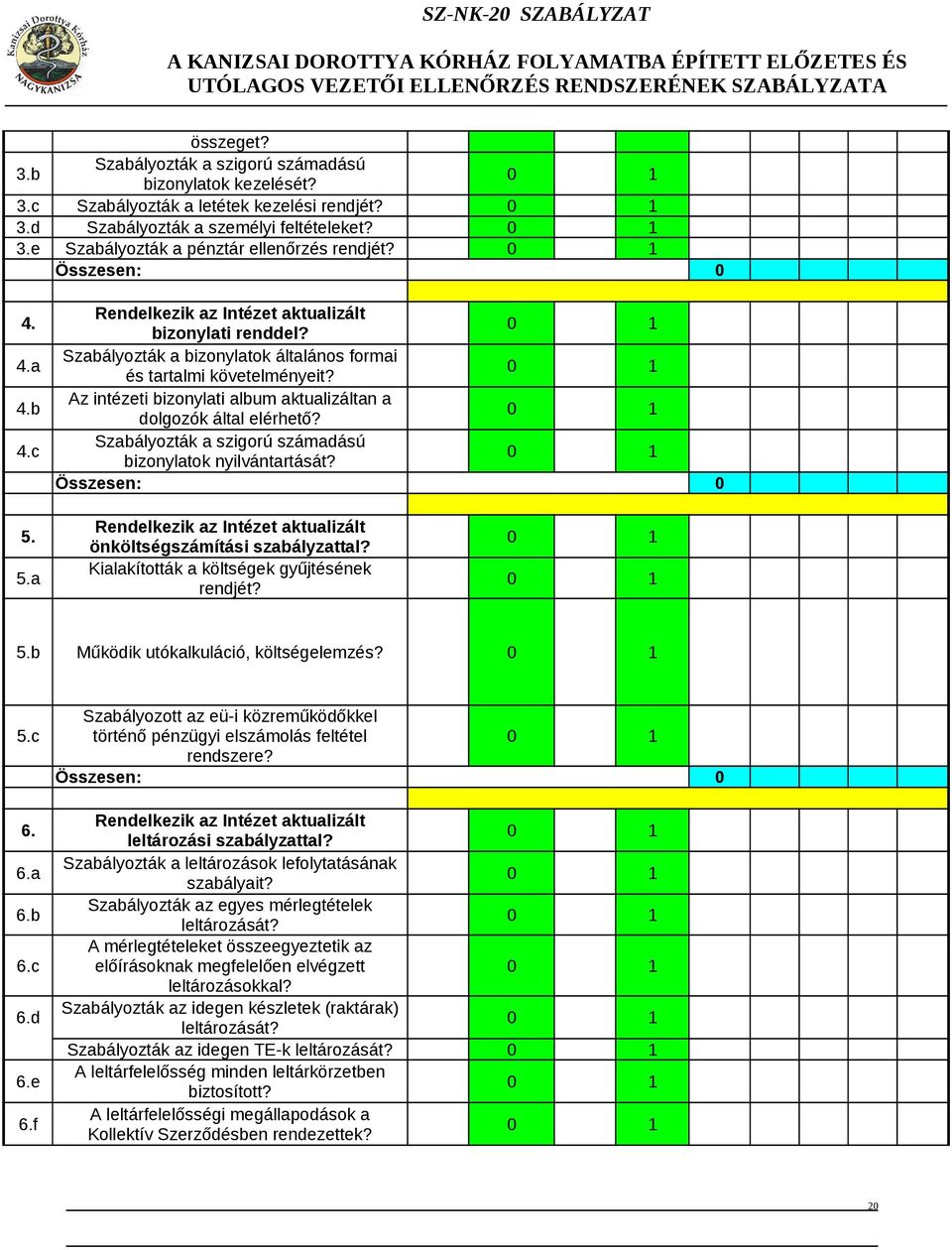 Az intézeti bizonylati album aktualizáltan a dolgozók által elérhető? Szabályozták a szigorú számadású bizonylatok nyilvántartását? 5.