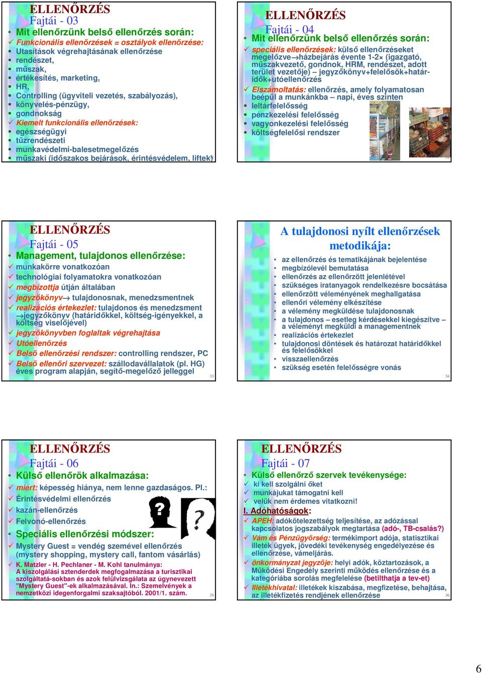 speciális ellenırzések: külsı ellenırzéseket megelızve házbejárás évente 1-2 (igazgató, mőszakvezetı, gondnok, HRM, rendészet, adott terület vezetıje) jegyzıkönyv+felelısök+határidık+utóellenırzés