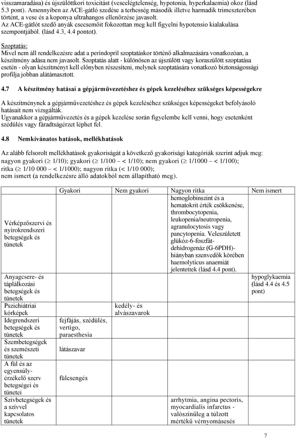 Az ACE-gátlót szedő anyák csecsemőit fokozottan meg kell figyelni hypotensio kialakulása szempontjából. (lásd 4.3, 4.4 pontot).