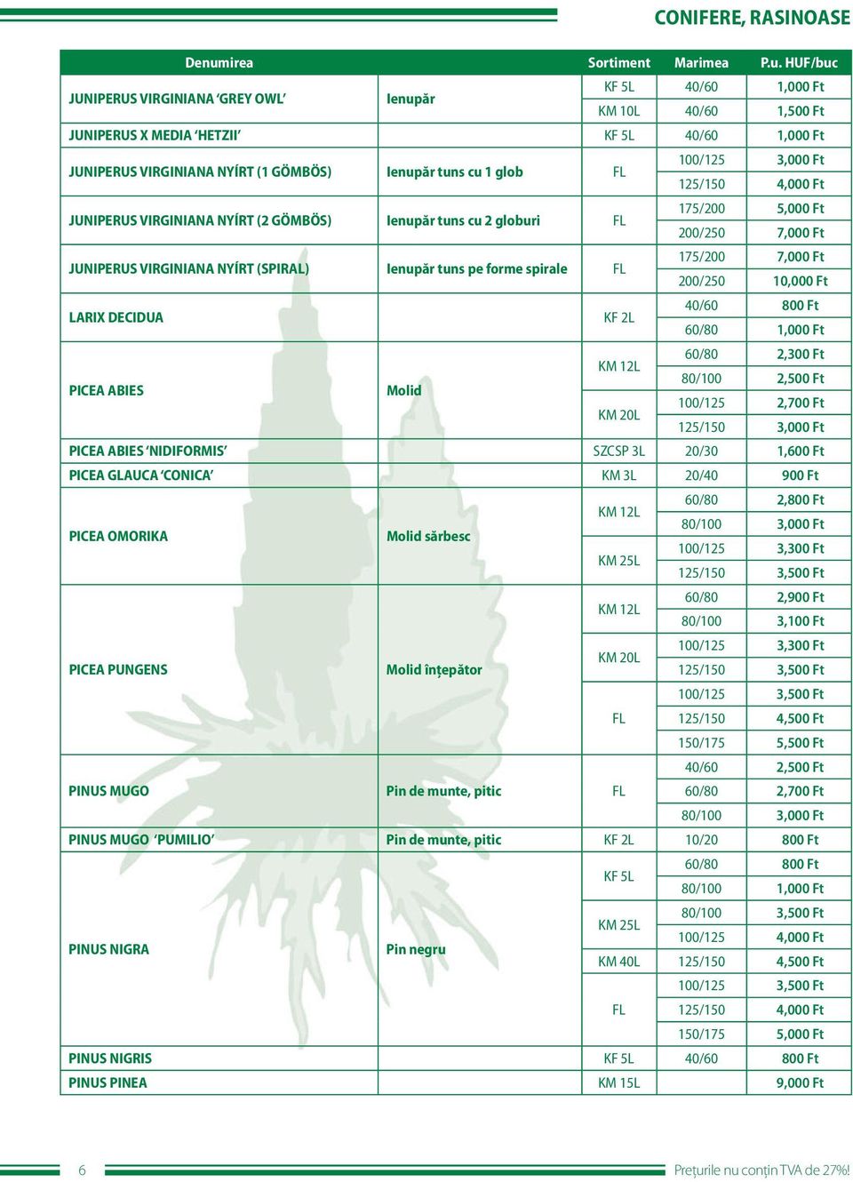 200/250 10,000 Ft LARIX DECIDUA 40/60 800 Ft 60/80 1,000 Ft PICEA ABIES Molid KM 12L 60/80 2,300 Ft 80/100 2,500 Ft KM 20L 100/125 2,700 Ft 125/150 3,000 Ft PICEA ABIES NIDIFORMIS SZCSP 3L 20/30