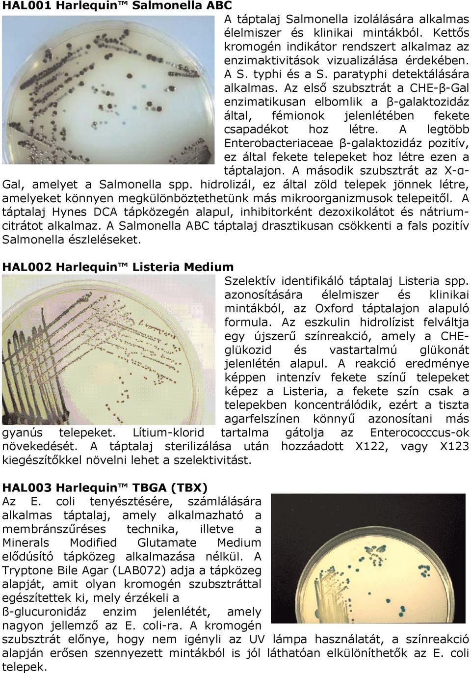 A legtöbb Enterobacteriaceae β-galaktozidáz pozitív, ez által fekete telepeket hoz létre ezen a táptalajon. A második szubsztrát az X-α- Gal, amelyet a Salmonella spp.