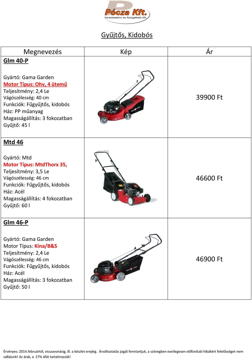 Ft Mtd 46 Motor Típus: MtdThorx 35, Magasságállítás: 4 fokozatban 46600 Ft Glm 46-P