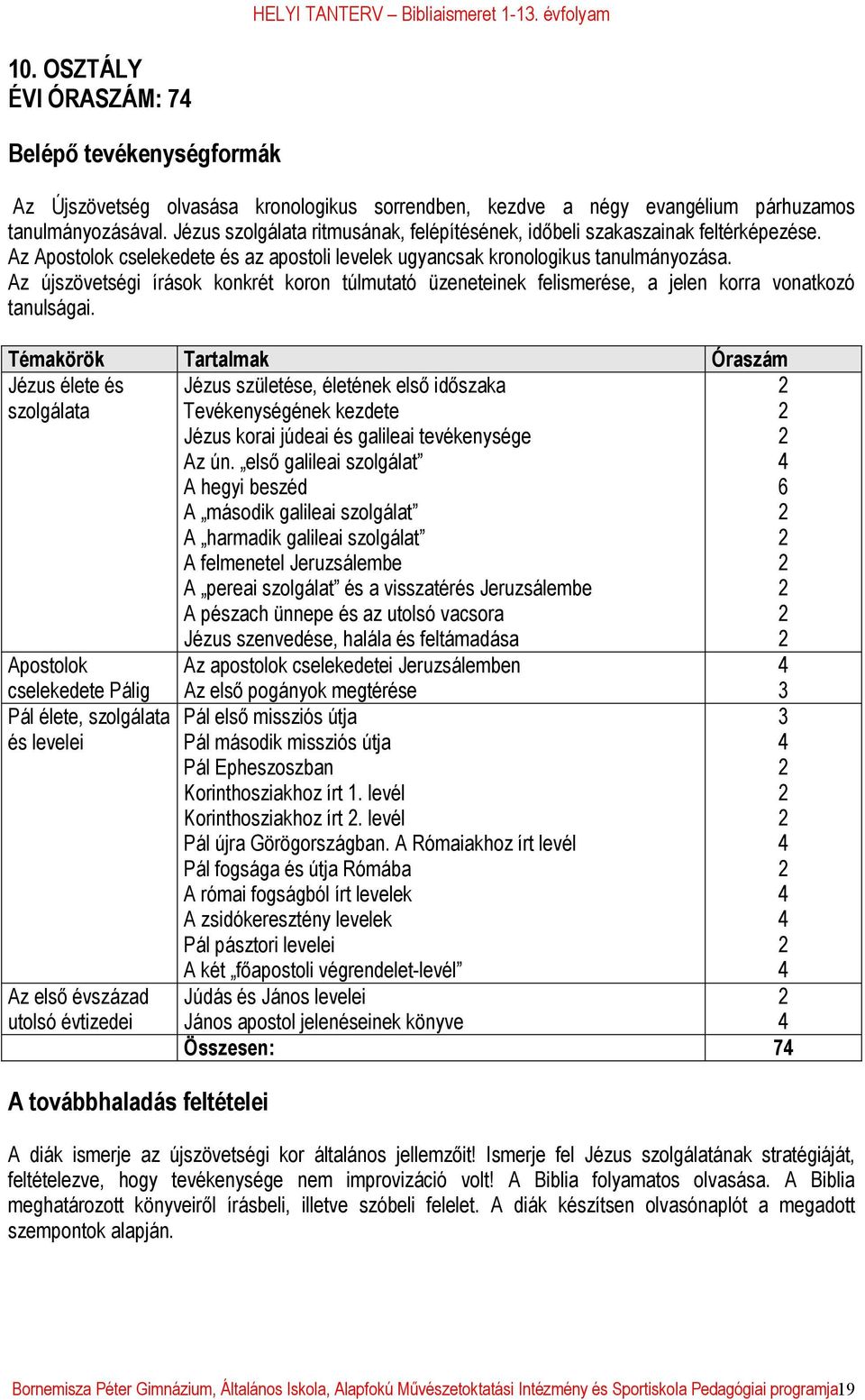 Az újszövetségi írások konkrét koron túlmutató üzeneteinek felismerése, a jelen korra vonatkozó tanulságai.