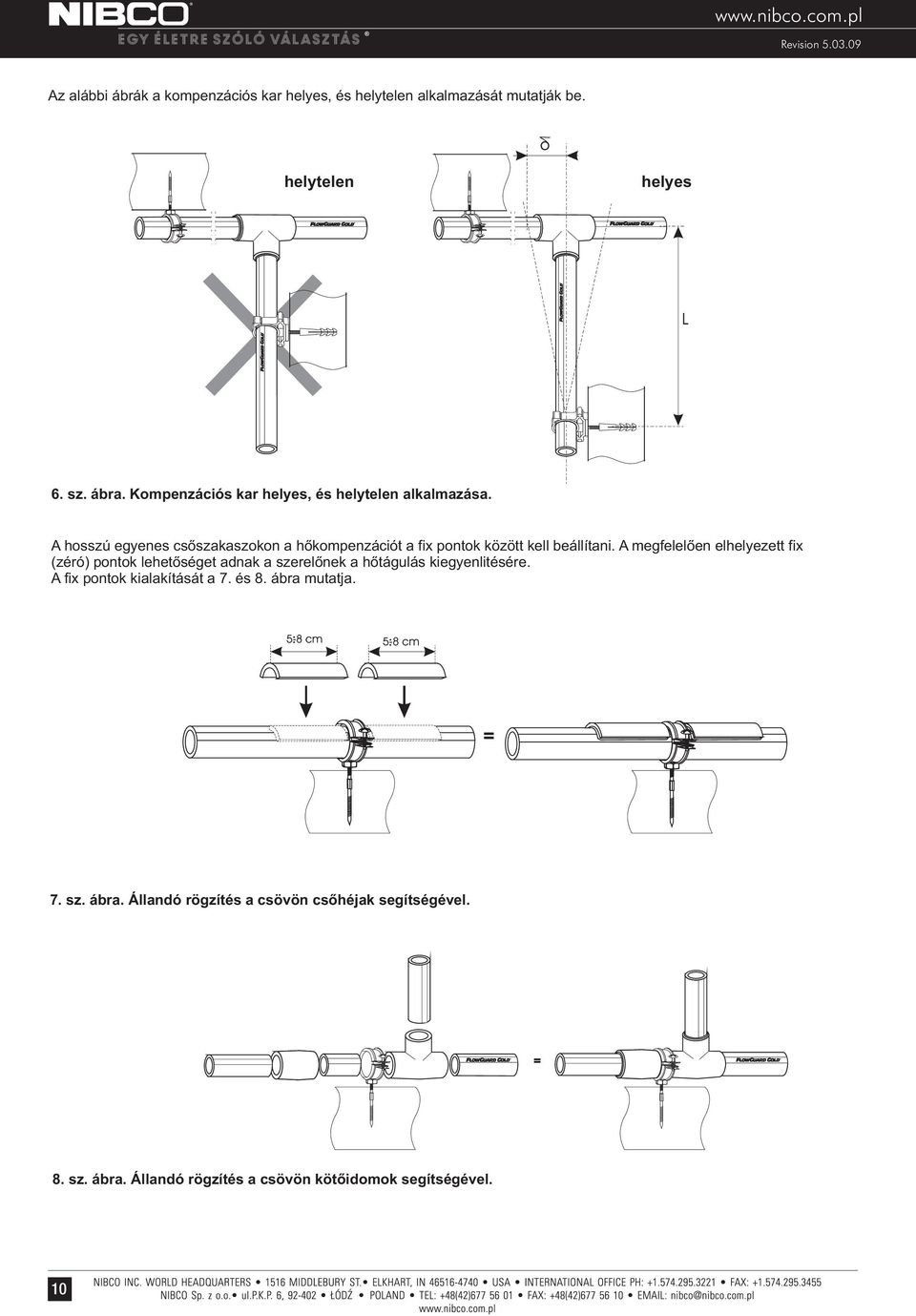 A megfelelően elhelyezett fix (zéró) pntk lehetőséget adnak a szerelőnek a hőtágulás kiegyenlitésére. A fix pntk kialakítását a 7.