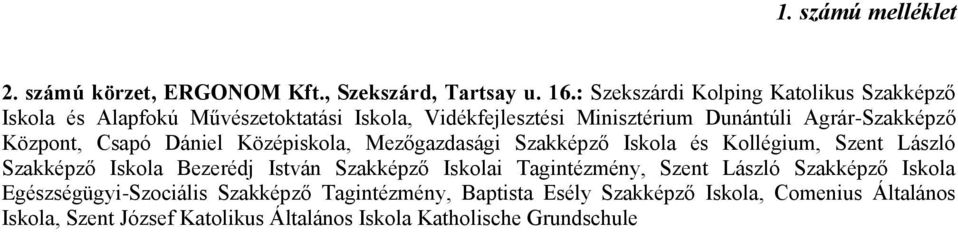 Központ, Csapó Dániel Középiskola, Mezőgazdasági Szakképző Iskola és Kollégium, Szent László Szakképző Iskola Bezerédj István Szakképző Iskolai