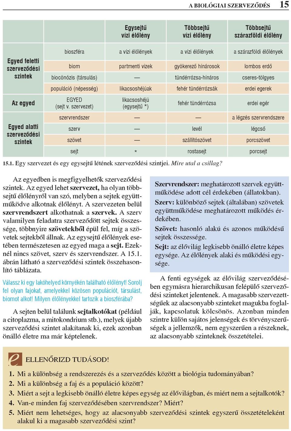 fehér tündérrózsák erdei egerek EGYED likacsoshéjú (sejt v. szervezet) (egysejtû *) fehér tündérrózsa szervrendszer a légzés szervrendszere szövet szállítószövet porcszövet 15