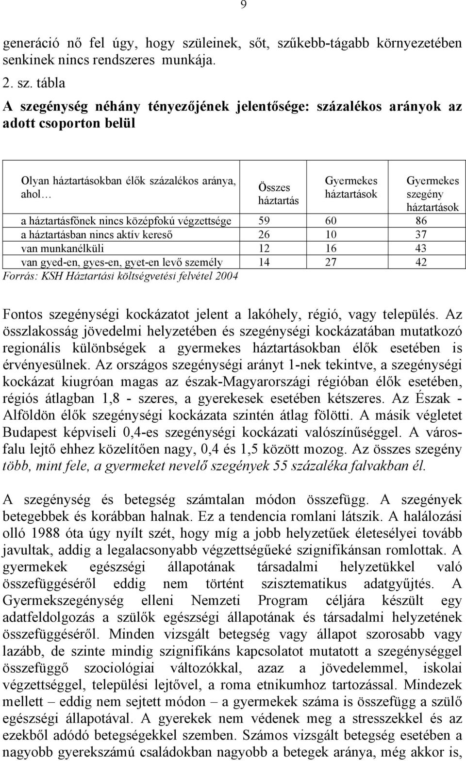 kebb-tágabb környezetében senkinek nincs rendszeres munkája. 2. sz.