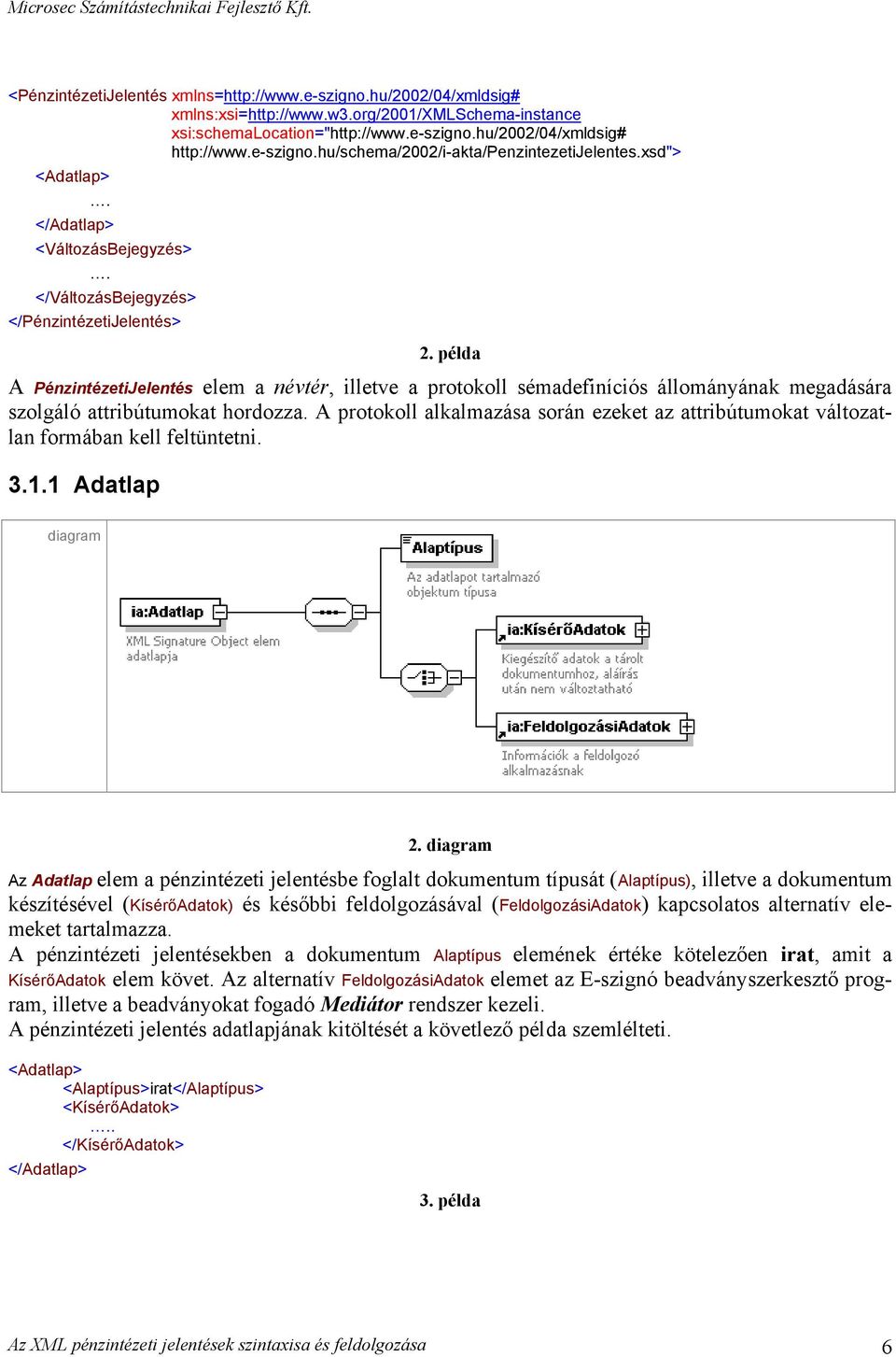 példa A PénzintézetiJelentés elem a névtér, illetve a protokoll sémadefiníciós állományának megadására szolgáló attribútumokat hordozza.