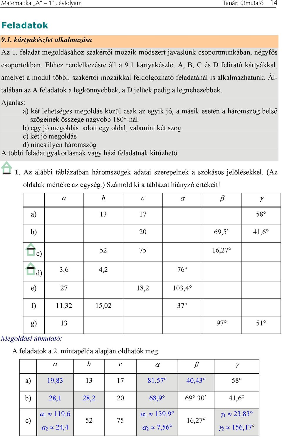 Általában az A feladatok a legkönnyebbek, a D jelűek pedig a legnehezebbek.