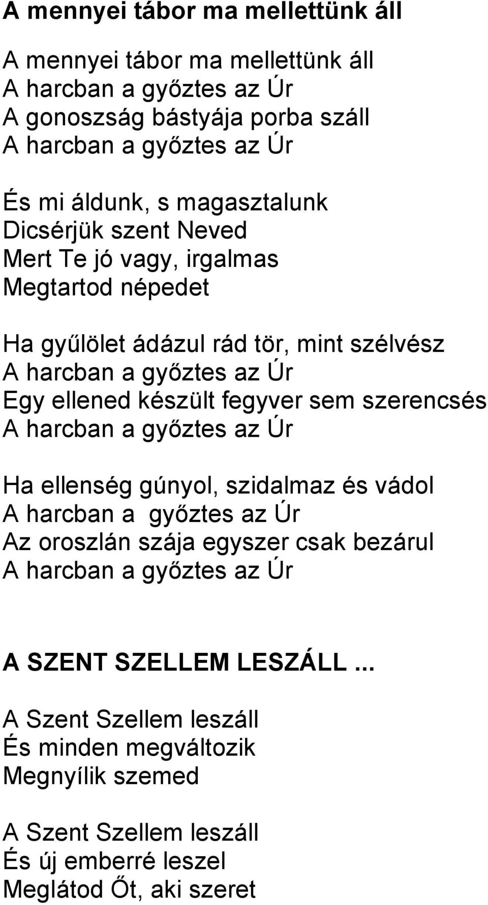 fegyver sem szerencsés A harcban a győztes az Úr Ha ellenség gúnyol, szidalmaz és vádol A harcban a győztes az Úr Az oroszlán szája egyszer csak bezárul A harcban a