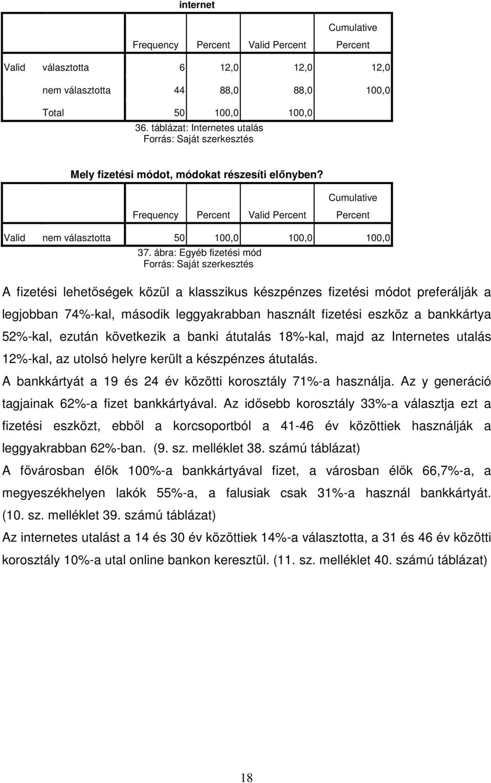 ábra: Egyéb fizetési mód A fizetési lehetıségek közül a klasszikus készpénzes fizetési módot preferálják a legjobban 74%-kal, második leggyakrabban használt fizetési eszköz a bankkártya 52%-kal,