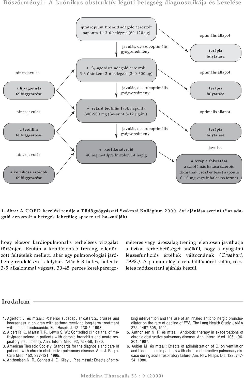 naponta 300-900 mg (Se-szint 8-12 µg/ml) optimális állapot a teofillin felfüggesztése nincs javulás a kortikoszteroidok felfüggesztése javulás, de szuboptimális gyógyeredmény + kortikoszteroid 40 mg