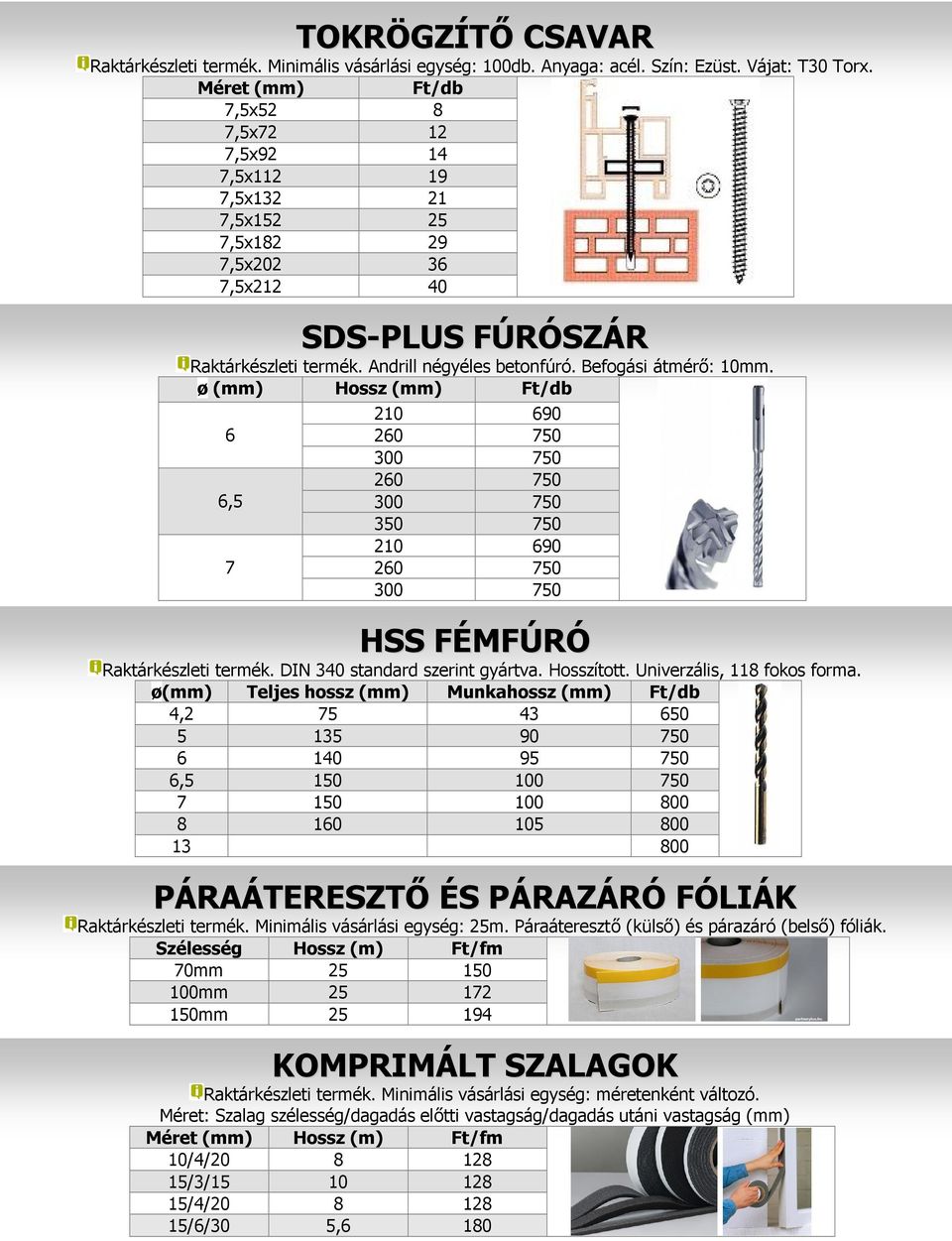 Befogási átmérő: 10mm. ø (mm) Hossz (mm) Ft/db 6 6,5 7 210 690 260 750 300 750 260 750 300 750 350 750 210 690 260 750 300 750 HSS FÉMFÚRÓ Raktárkészleti termék. DIN 340 standard szerint gyártva.