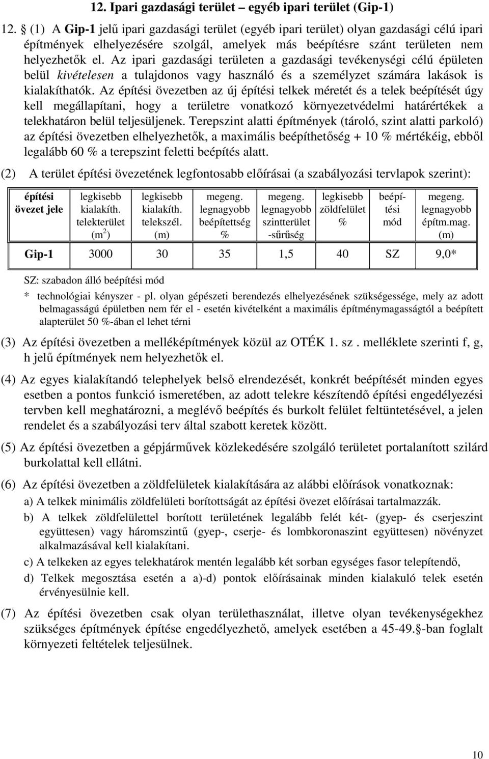 Az ipari gazdasági területen a gazdasági tevékenységi célú épületen belül kivételesen a tulajdonos vagy használó és a személyzet számára lakások is kialakíthatók.