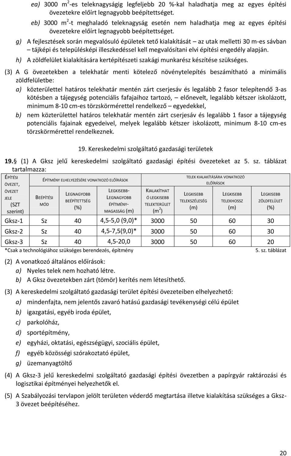 g) A fejlesztések során megvalósuló épületek tető kialakítását az utak melletti 30 m-es sávban tájképi és településképi illeszkedéssel kell megvalósítani elvi építési engedély alapján.