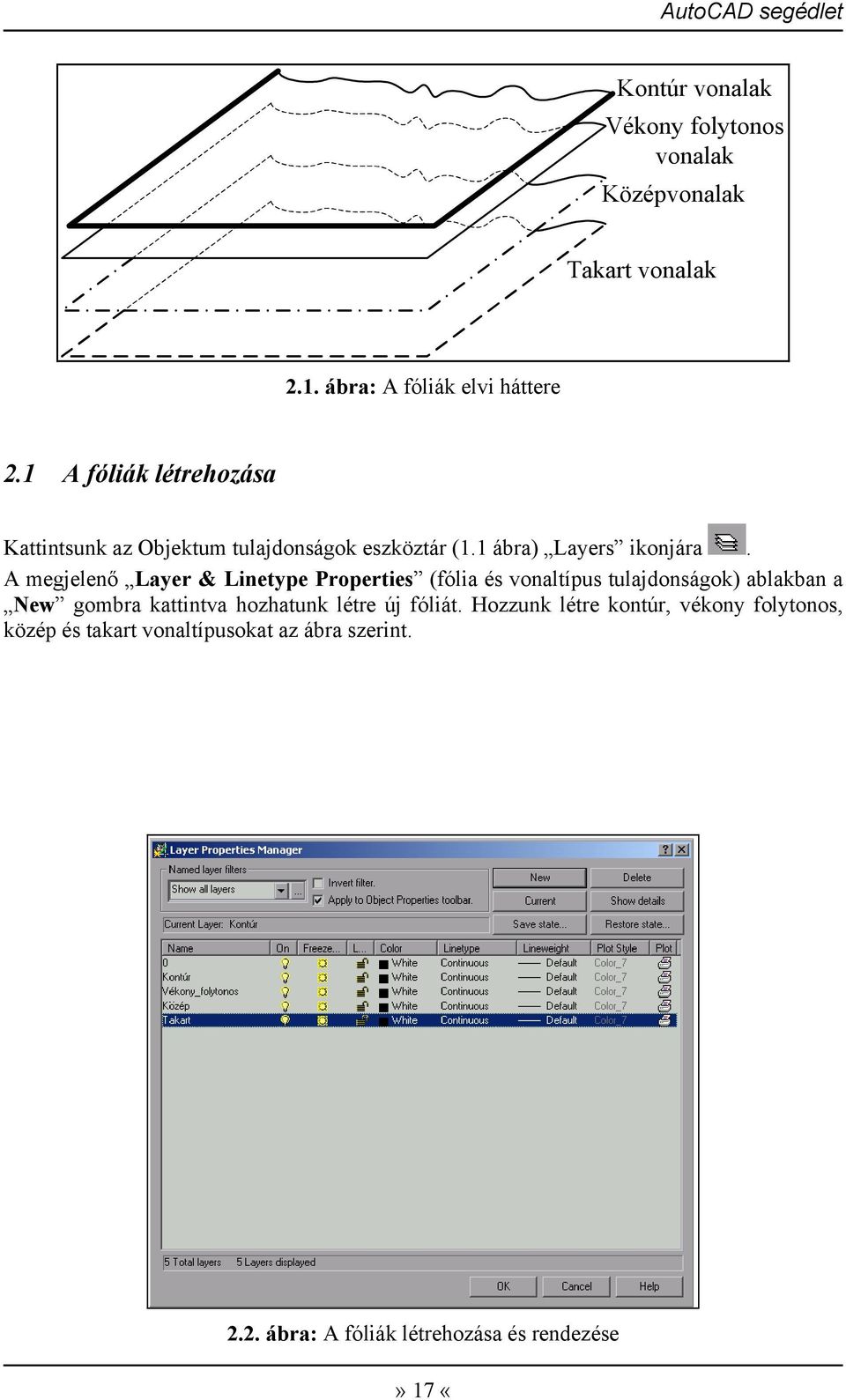 A megjelenő Layer & Linetype Properties (fólia és vonaltípus tulajdonságok) ablakban a New gombra kattintva hozhatunk