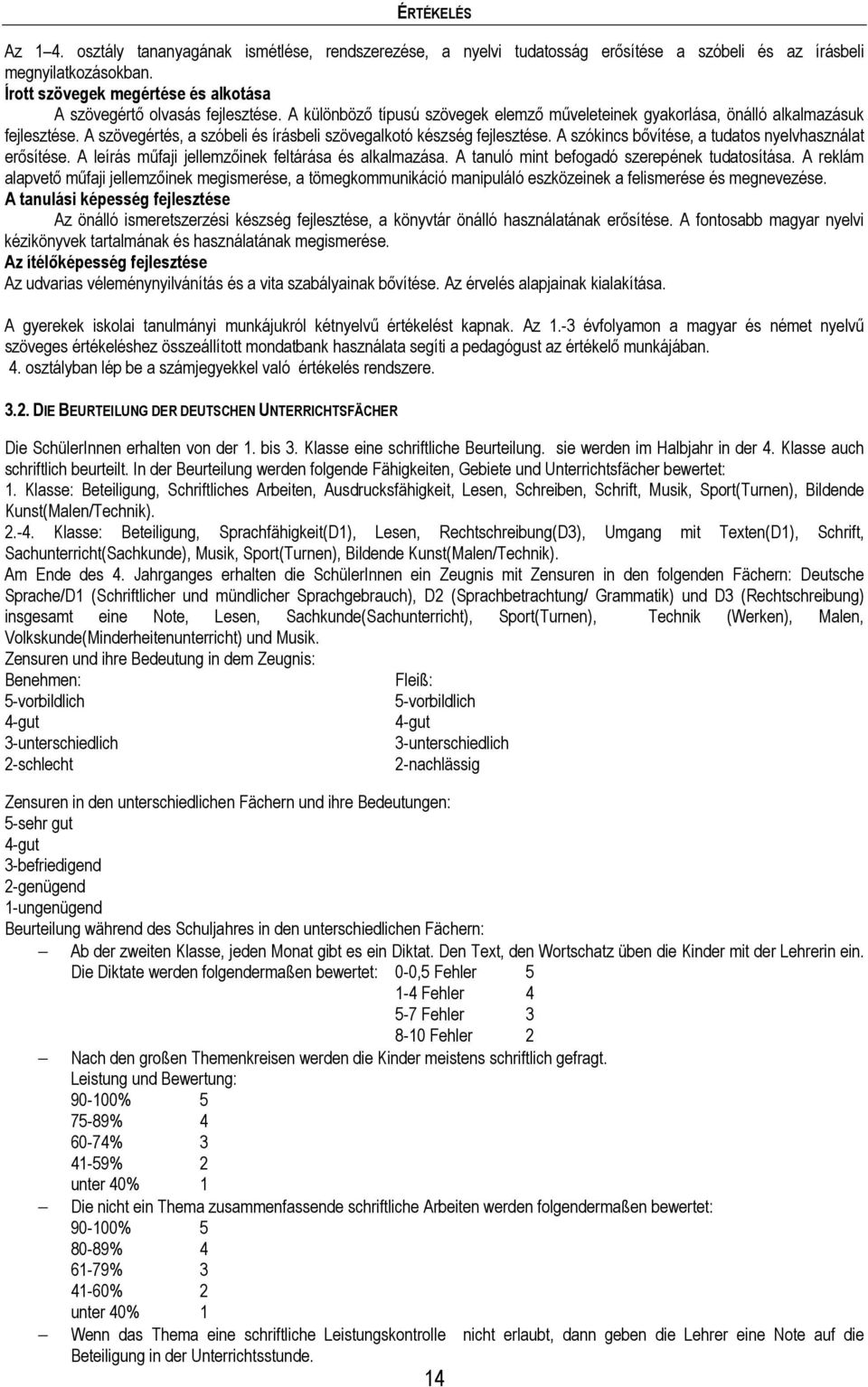 A szövegértés, a szóbeli és írásbeli szövegalkotó készség fejlesztése. A szókincs bővítése, a tudatos nyelvhasználat erősítése. A leírás műfaji jellemzőinek feltárása és alkalmazása.