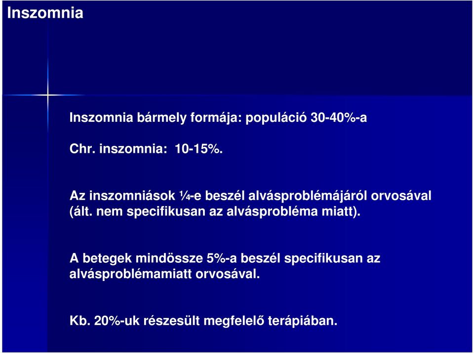 Az inszomniások ¼-e beszél alvásproblémájáról orvosával (ált.