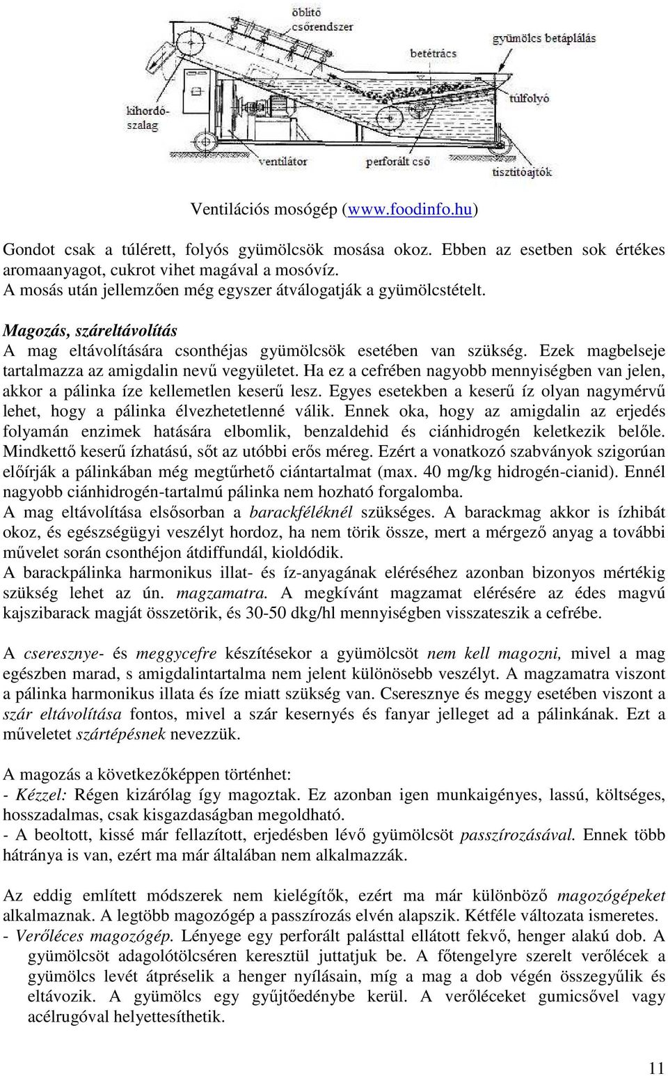 Ezek magbelseje tartalmazza az amigdalin nevő vegyületet. Ha ez a cefrében nagyobb mennyiségben van jelen, akkor a pálinka íze kellemetlen keserő lesz.