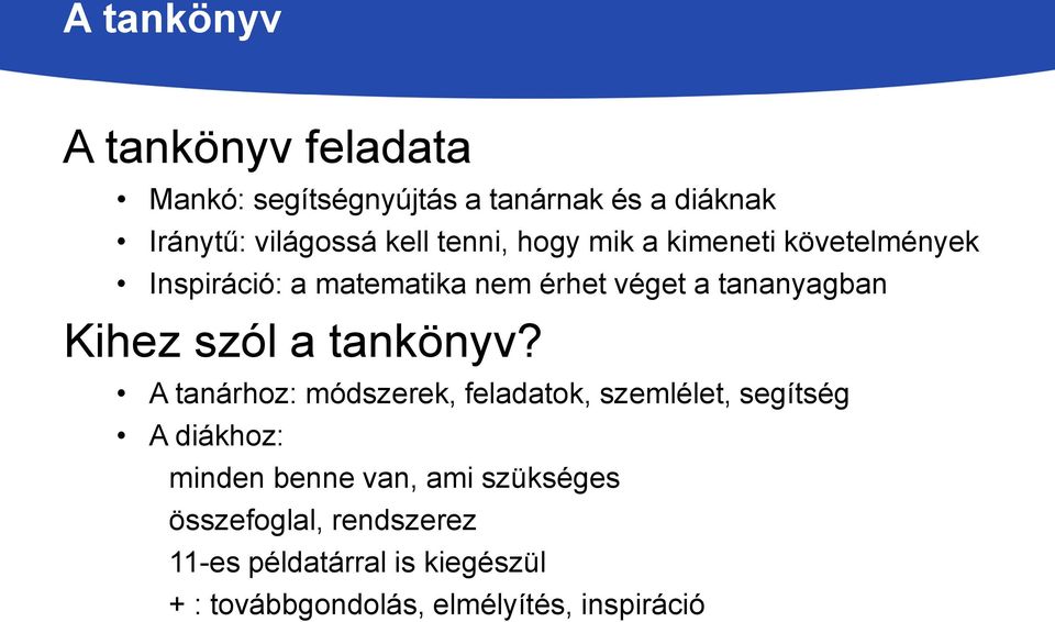 szól a tankönyv?