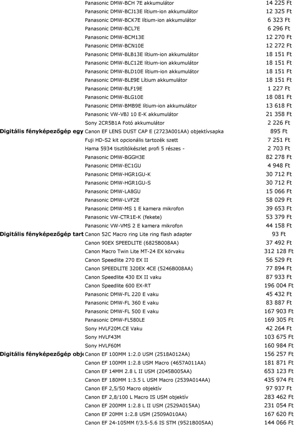 DMW-BLG10E Panasonic DMW-BMB9E lítium-ion akkumulátor Panasonic VW-VBJ 10 E-K akkumulátor Sony 2CR5B1A Fotó akkumulátor Digitális fényképezőgép egyéb Canon tartozékai EF LENS DUST CAP E (2723A001AA)