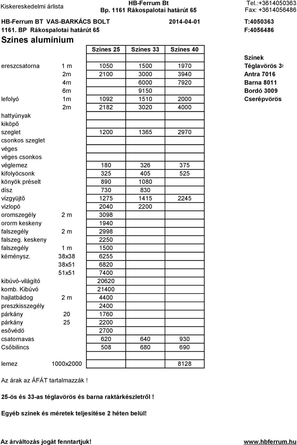 9150 Bordó 3009 lefolyó 1m 1092 1510 2000 Cserépvörös 8004 2m 2182 3020 4000 hattyúnyak kiköpő szeglet 1200 1365 2970 csonkos szeglet véges véges csonkos véglemez 180 326 375 kifolyócsonk 325 405 525