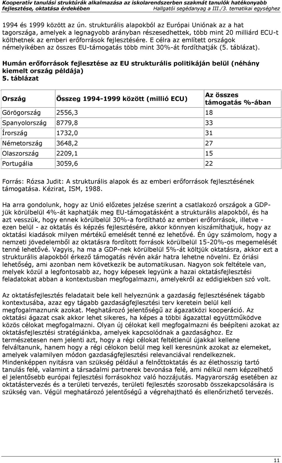 E célra az említett országok némelyikében az összes EU-támogatás több mint 30%-át fordíthatják (5. táblázat).