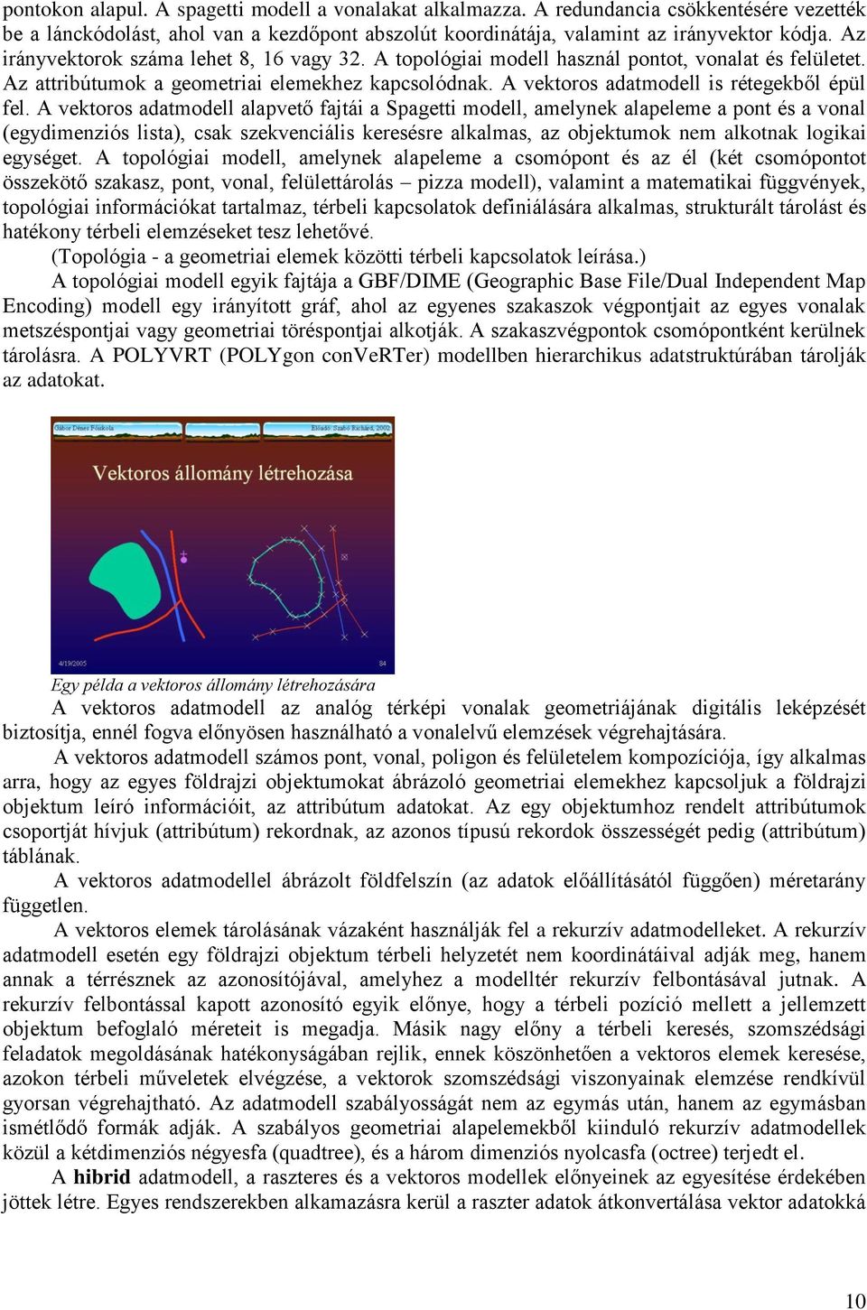 A vektoros adatmodell alapvető fajtái a Spagetti modell, amelynek alapeleme a pont és a vonal (egydimenziós lista), csak szekvenciális keresésre alkalmas, az objektumok nem alkotnak logikai egységet.