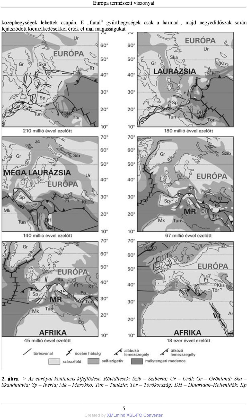 kiemelkedésekkel érték el mai magasságukat. 2. ábra > Az európai kontinens kifejlődése.