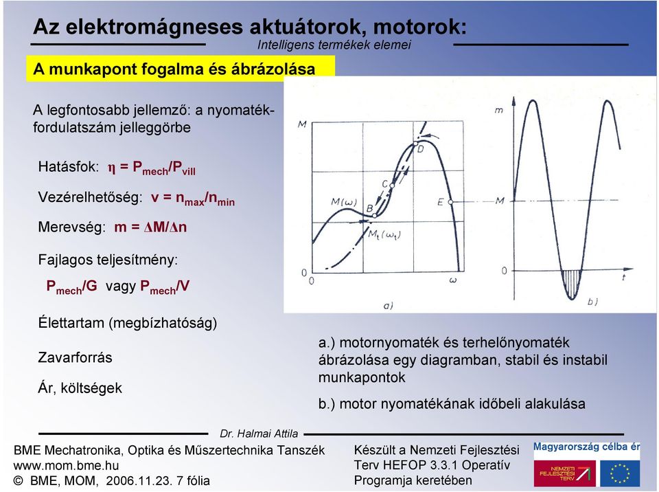 Fajlagos teljesítmény: P mech /G vagy P mech /V Élettartam (megbízhatóság) Zavarforrás Ár, költségek a.