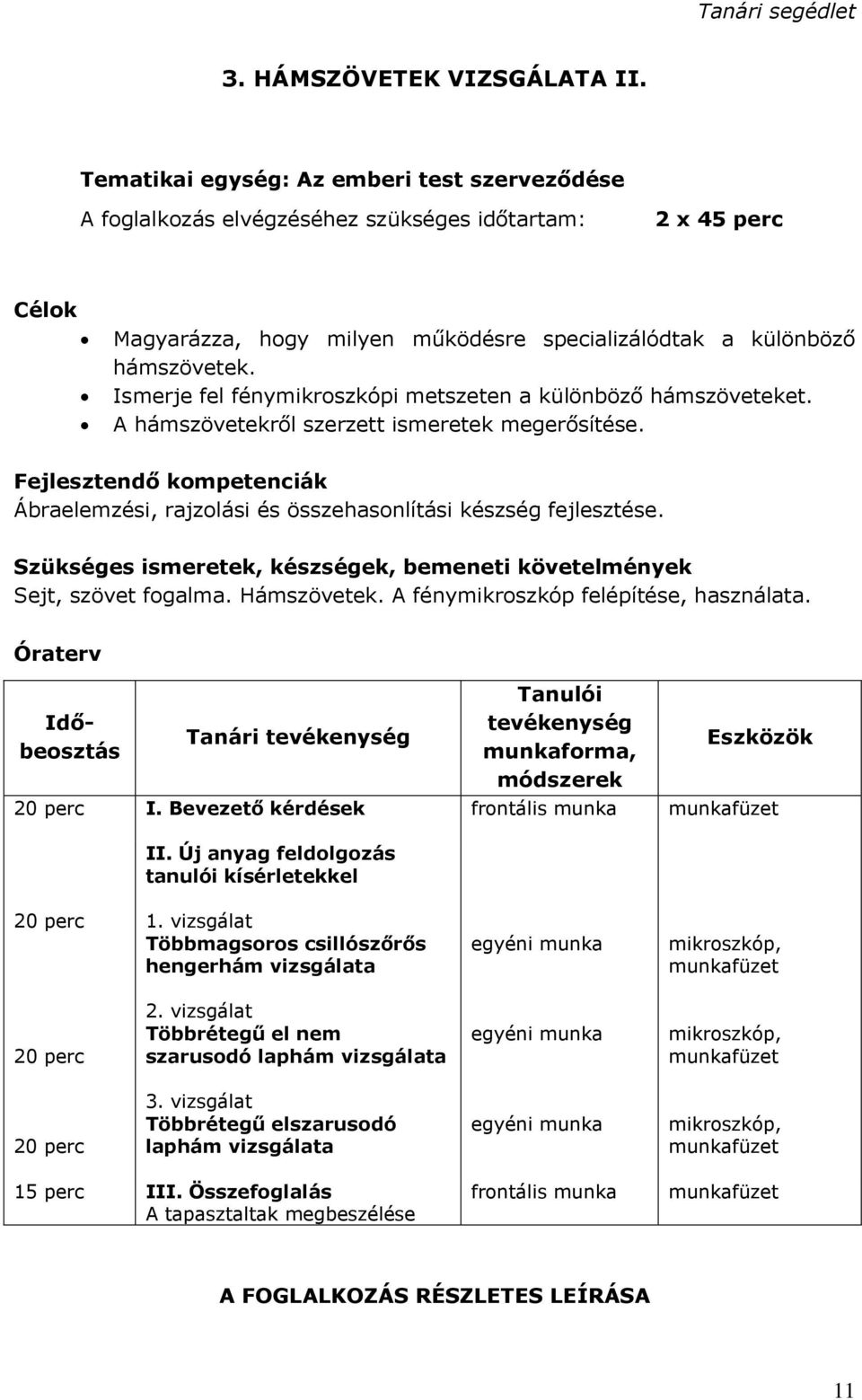 Ismerje fel fénymikroszkópi metszeten a különböző hámszöveteket. A hámszövetekről szerzett ismeretek megerősítése.