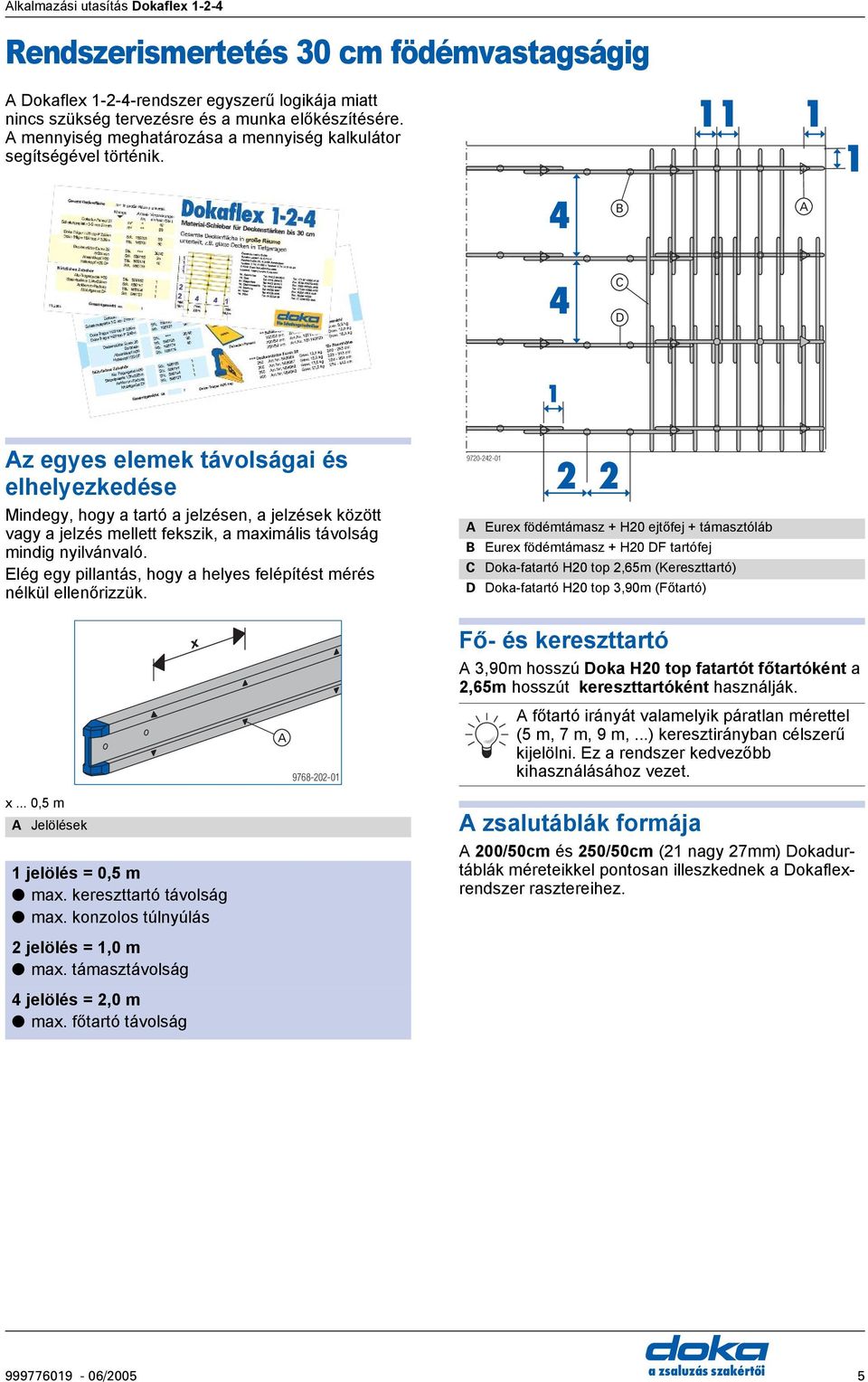 11 1 1 4 4 C D 1 z egyes elemek távolságai és elhelyezkedése Mindegy, hogy a tartó a jelzésen, a jelzések között vagy a jelzés mellett fekszik, a maximális távolság mindig nyilvánvaló.
