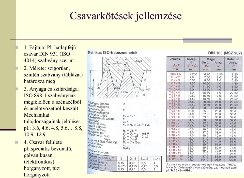 Anyaga és szilárdsága: ISO 898-1 szabványnak megfelelően a szénacélból és acélötvözetből készült.