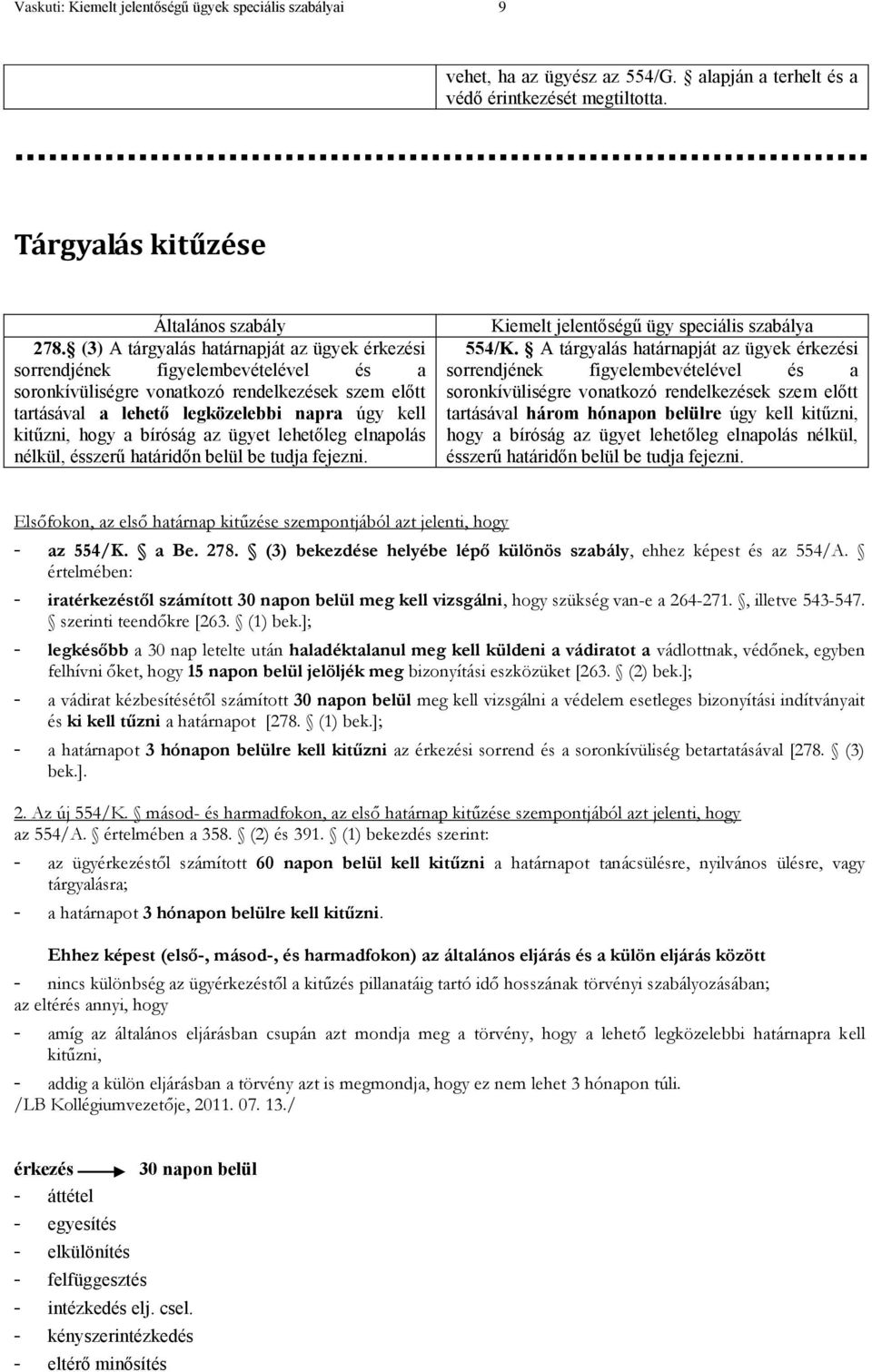 bíróság az ügyet lehetőleg elnapolás nélkül, ésszerű határidőn belül be tudja fejezni. 554/K.