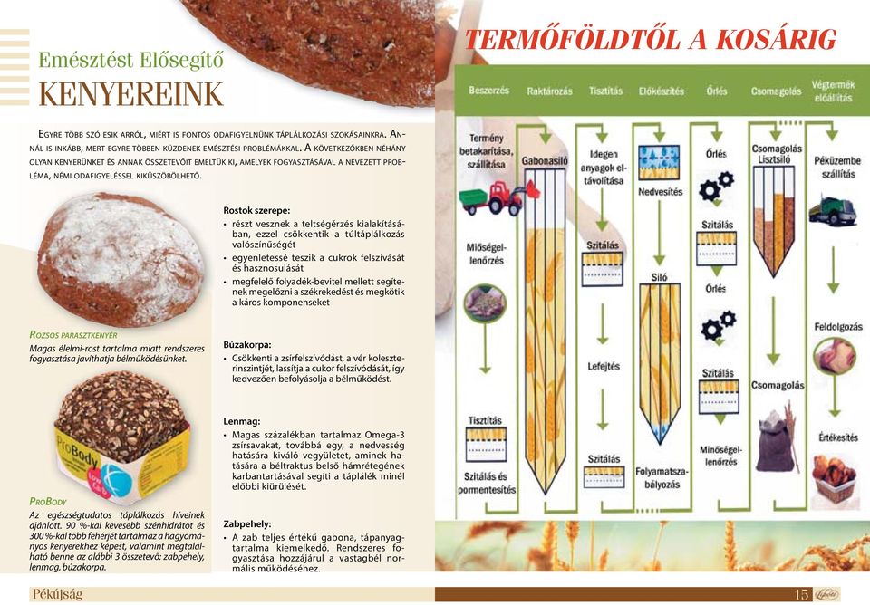 A KÖVETKEZŐKBEN NÉHÁNY OLYAN KENYERÜNKET ÉS ANNAK ÖSSZETEVŐIT EMELTÜK KI, AMELYEK FOGYASZTÁSÁVAL A NEVEZETT PROB- LÉMA, NÉMI ODAFIGYELÉSSEL KIKÜSZÖBÖLHETŐ.